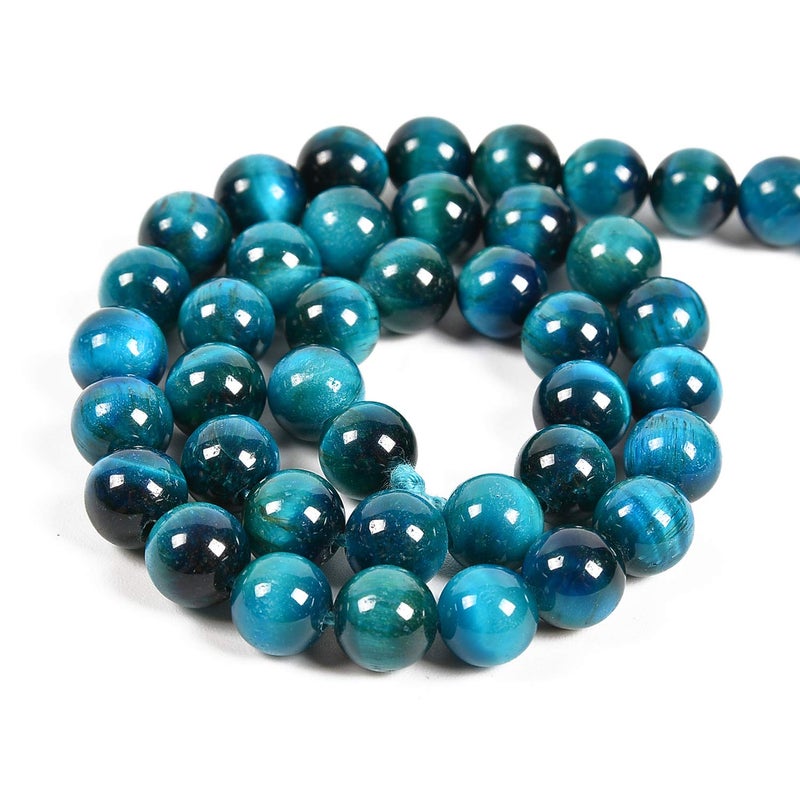 Nancybeads 45pcs 8mm Natural Aquamarine Tiger's Eye Gemstone Round Spacer Loose Stone Beads for Jewelry Making 15.5" 1 Strand (Aquamarine Tiger's Eye, 8mm 45Beads) - Image 2